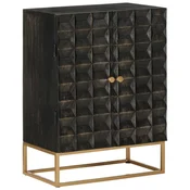 Vidaxl Komoda črna 55x34x75 cm trden mangov les in železo