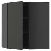 METOD Ugaoni zidni element s policama, Crnosiva/Nickebo boja antracita, mat, 68x80 cm