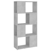 Vidaxl Knjižna omara za razdelitev prostora beton. siva 60x24x124,5 cm
