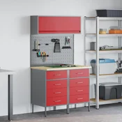 Set radnih ormarića s ladicama s policom 5 pcs Crvena