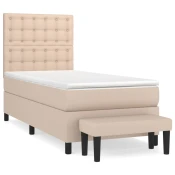 Box spring postelja z vzmetnico kapučino 90x200 cm umetno usnje
