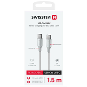 SWISSTEN PODATKOVNI KABEL TEXTILE II USB-C/USB-C 1,5 M BELA