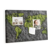 tulup.si Plošča iz plute Zemljevid sveta 60x40 cm Kovinski zatiči
