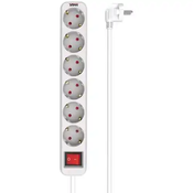 MAX Produžni kabl sa prekidacem MPS-106S-3M, 6 uticnica, 3 m, Beli