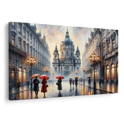 Slika deževna ulica s katedralo - 120x80