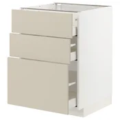 METOD / MAXIMERA Podni element s 3 fioke, bela/Havstorp bež, 60x60 cm