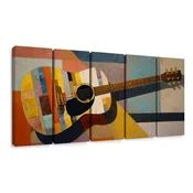 5-delna slika barvita akustična kitara - 200x100