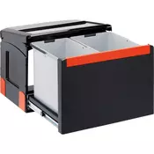 Franke Vgradni izvlečni koš za ločevanje odpadkov Cube 50, 2x (14+18 l), črno/siv