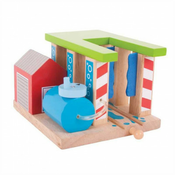 Dječja drvena igračka Bigjigs - Autopraonica za vlakove