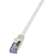 LogiLink RJ45 omrežni priključni kabel CAT 7 S/FTP 0.25 m sive barve s pozlačenimi vtičnimi kontakti, z zaščito pred gorenjem, z zaščito