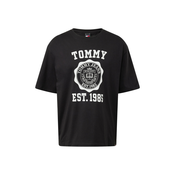 Tommy Jeans Majica, crna / prljavo bijela