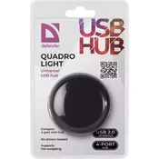 USB Hub 4 port Defender 2.0 Black Quadro Light