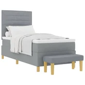 Vidaxl Postelja z vzmetnico z blazino Svetlo siva 200 x 90 cm blago