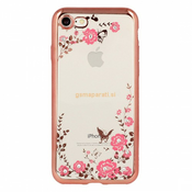 Silikonski ovitek z rožicami za iPhone 7 / 8  - pink