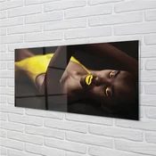 tulup.si Zidna obloga za kuhinju Ženska rumena usta 125x50 cm