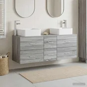 Vidaxl Komplet omaric za kopalnico 3 kos Siva Sonoma 49,5 x 41 x 63 cm