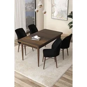 Hanah Home Set Trpezarijski sto i 4 stolice Arp, Braon-crni