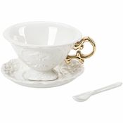 Šalica za čaj s tanjurićem i žlicom I-WARES Seletti zlatna