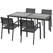Homestar Vrtni garnitura 5-delna z jedilno mizo in 4 zložljivimi stoli 150x87x72 cm siva