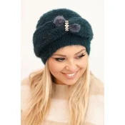 Kesi Womens winter fluffy hat with decoration and fur teal