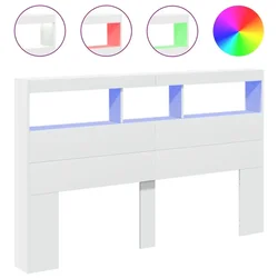 Vidaxl Omarica za vzglavje postelje LED bela 160x17x102 cm