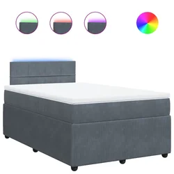 Vidaxl Box spring postelja z vzmetnico temno siv 120x190 cm žamet