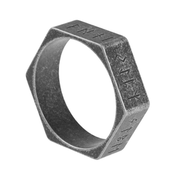 Prstan Hexagon Viking Nordic Runes - BLACK - SS8-R230 BLACK