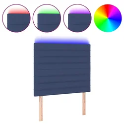 Vidaxl LED posteljno vzglavje modro 90x5x118/128 cm blago