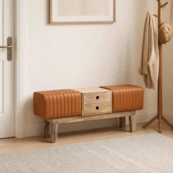 vidaXL klop 110 x 30 x 45 cm Pravo usnje Rjava
