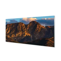tulup.si Steklena slika Mountain sunset 140x70 cm 2 obešalnika