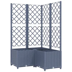 Vrtna sadilica s rešetkom plava siva 80 x 80 x 136 cm PP