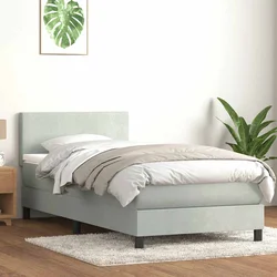 Box Spring krevet s madracem i LED svijetlo sivi 80x210 cm baršun