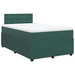 Vidaxl Box spring postelja z vzmetnico temno zelena 120x200 cm žamet