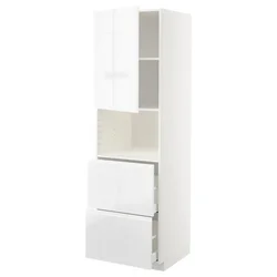 METOD / MAXIMERA Vis.elem.mikrotal. s vratima/2fioke, bela/Voxtorp v. sjaj bela, 60x60x200 cm