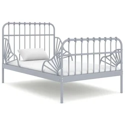 Vidaxl Raztegljiv posteljni okvir siv kovinski 80x130/200 cm