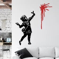 Wallity Zidna dekoracija Banksy Metal 09, 48x83 cm & 30x62 cm, 1.5 mm, Crna