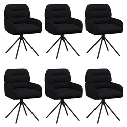 Okretne blagovaonske stolice 6 pcs Umjetna koža Crna
