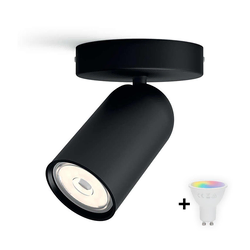 Philips - LED RGBW prigušiva spot svetiljka PONGEE 1xGU10/4,8W/230V crna +daljinski upravljač