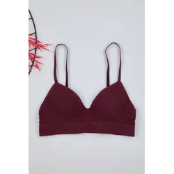 Trendyol Dark Cherry Seamless Rope Strap Covered Bralette Knitted Bra