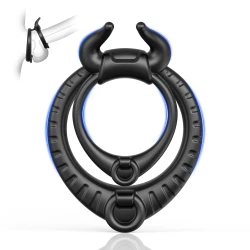 Paloqueth Bull Shape Dual Soft Silicone Erection Ring Black