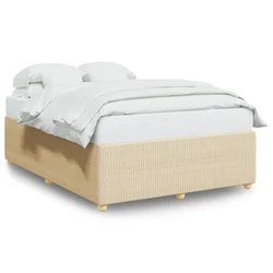 Vidaxl Posteljni okvir brez vzmetnice krem 140x190 cm blago