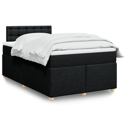Vidaxl Box spring postelja z vzmetnico črn 120x200 cm blago