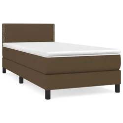 Greatstore Box spring postelja z vzmetnico temno rjava 100x200 cm blago