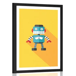 Plakat s paspartujem veseli robot - 60x90 no frame