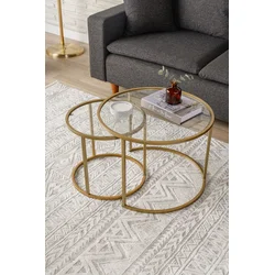 Hanah Home Klub sto Belarus 60x60x43cm&42x42x39cm, Zlatni