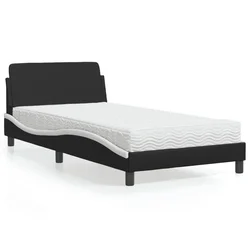 Krevet s madracem Dover crno-bijeli 100 x 200 cm od umjetne kože