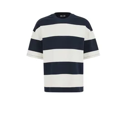 WE Fashion Majica temno modra / bela