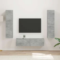 Set TV komoda 6 pcs Betonski sivi Konstruirano drvo