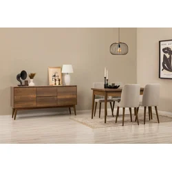 Hanah Home Rasklopivi trpezarijski set (sto, stolice i komoda – 6 komada) Vina 01 1005 869VEL8767