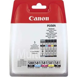Komplet 5 kartuš Canon PGI-580PGBK + 4× CLI-581 (BK,C,M,Y)/2078C005-pigmentna črna, črna, cyan, magenta, rumena